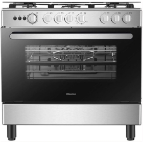 Hisense Cooker 90x60cm 4-Gas Burners And 2-Electric Plate HF942GEES, Electric Oven, Auto Ignition, Flame Failure Protection, Grill, Rotisserie – Inox.