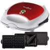 Moulinex Sandwich Maker SW612543, 3-in-1 Panini, Sandwich, Waffle Maker, Red