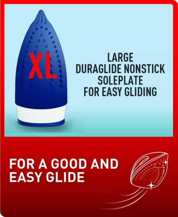 Tefal Easy Steam, Steam Iron FV1941M0, Non-stick, Anti-scale, 220 ml, 1200 Watts, Blue - Image 3