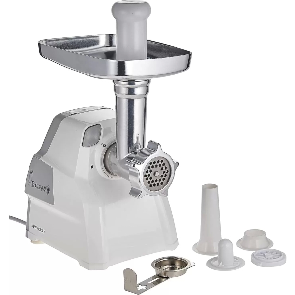 Kenwood Meat Grinder MGP40, 2100W Meat Mincer, Kebbe Maker, Sausage Maker, Biscuit Attachment - White