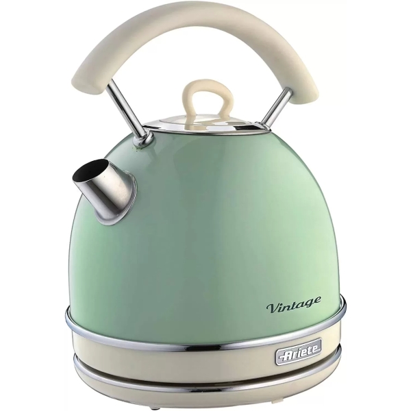 Ariete 2877 Retro Style Cordless Dome Kettle, Filter, 1.7 Litre Capacity, Vintage Design - Green