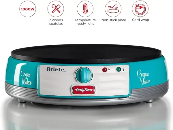 ARIETE 0202 Partytime Crepe Maker 1000 W Turquoise - Image 3