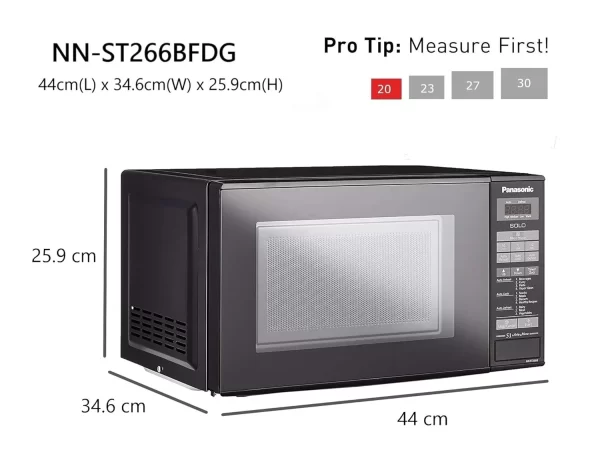 Panasonic 20L Solo Microwave Oven NN-ST266BFDG, 51 Auto Menus - Black - Image 7
