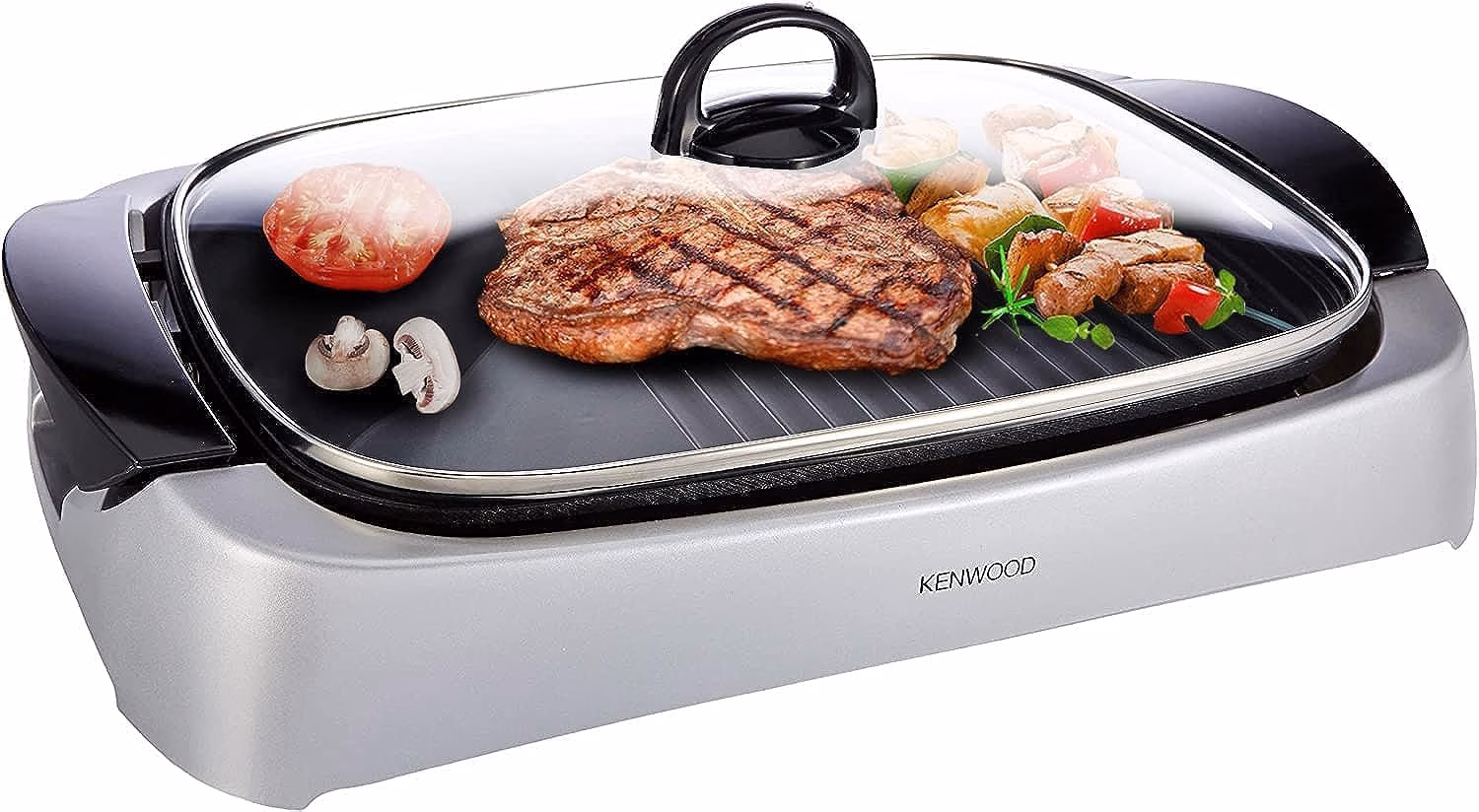 Kenwood HG266 Health Grill With Glass Lid - 2000 W - Silver.