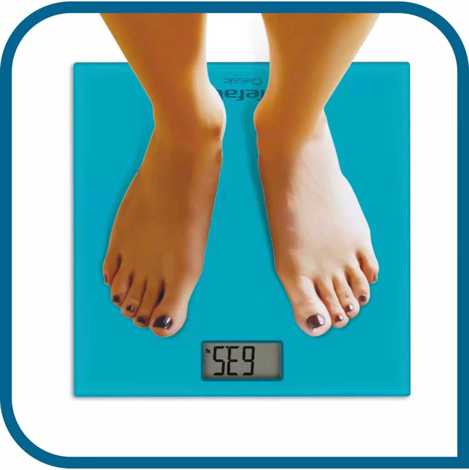 Tefal Classic Bathroom Scale, Automatic ON/OFF, Tempered Glass, Turquoise, PP1503V0