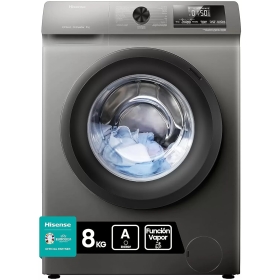 Hisense WFQP8014EVMT - Washing Machine with Steam, Front Load 8Kg Wash, 1400 rpm, Anti-Sway System, XL Door, Large LED Display [Energy Class A].
