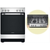 Ariston Full Gas Cooker 60x60cm AS67G1MCXT, 4 Gas Burners, Gas Oven & Grill, Rotisserie, Minute Minder, Cast Iron Pan Supports – Inox