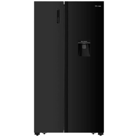 Hisense 670L Side-by-side Refrigerator with Water Dispenser H670SMIA-WD, Total No Frost – Glass Black.
