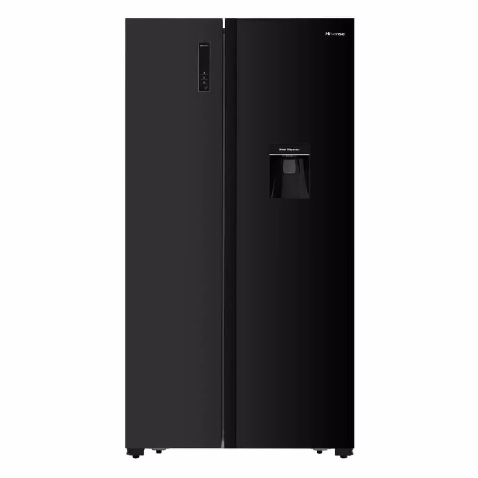Hisense 670L Side-by-side Refrigerator with Water Dispenser H670SMIA-WD, Total No Frost – Glass Black.