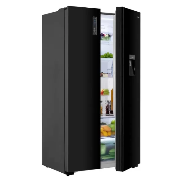 Hisense 670L Side-by-side Refrigerator with Water Dispenser H670SMIA-WD, Total No Frost – Glass Black - Image 4