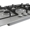 Hisense 90x60cm Built-In Gas Hob HHU90GASS, 5 Gas Burners, Auto Ignition, Cast Iron Pan Supports - Silver - Image 2