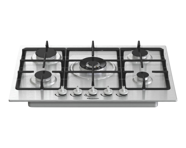 Hisense 90x60cm Built-In Gas Hob HHU90GASS, 5 Gas Burners, Auto Ignition, Cast Iron Pan Supports - Silver - Image 4