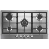 Hisense 90x60cm Built-In Gas Hob HHU90GASS, 5 Gas Burners, Auto Ignition, Cast Iron Pan Supports - Silver.