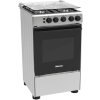 Hisense 50cm 4 Burners Full Gas Cooker with Gas Oven, Auto Ignition – Silver (HFG50111X).