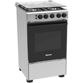 Hisense 50cm 4 Burners Full Gas Cooker with Gas Oven, Auto Ignition – Silver (HFG50111X).