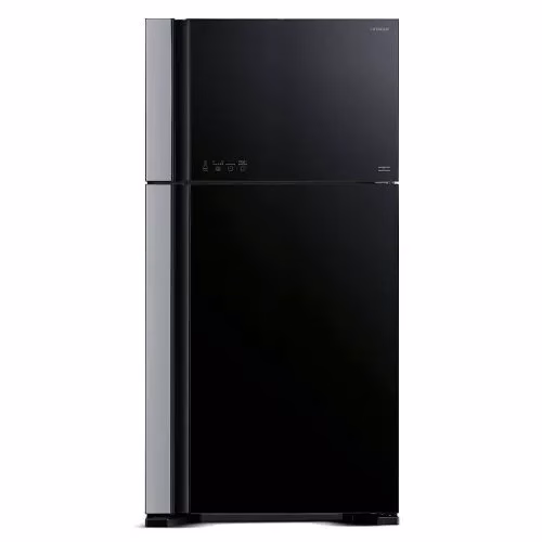 Hitachi 600 L Refrigerator | Top Freezer | RVG800PUN7GBK | Frost Free | Inverter Compressor | Glass Black
