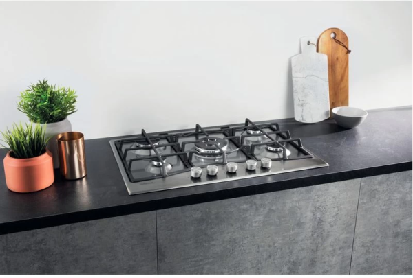 Ariston 75cm 5-Gas Burners Built-in Gas Hob PCN 751 T/IX/A, Auto Ignition – Stainless Steel - Image 4
