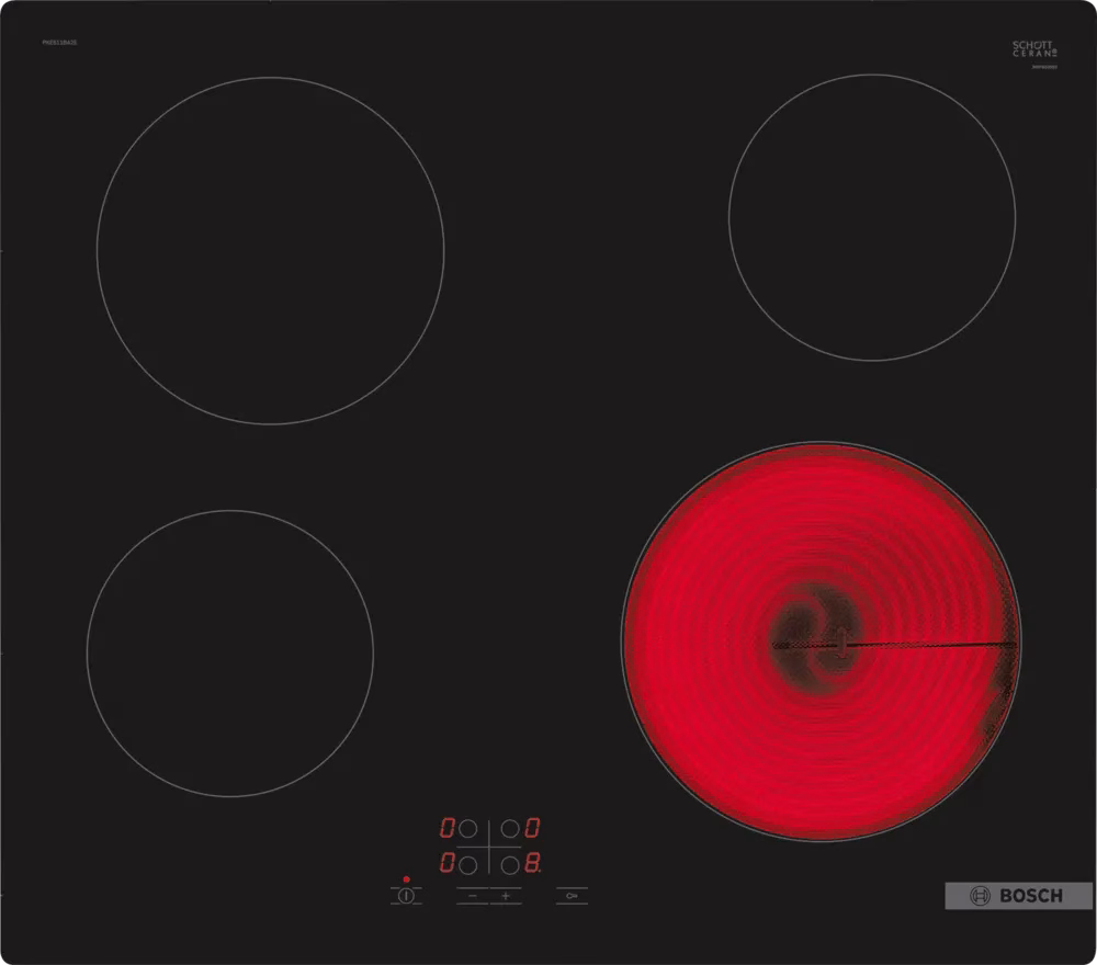 Bosch Series 4 60cm Built-in Electric Hob, Ceramic w/ Touch Control, Child Lock - PKE611BA2E
