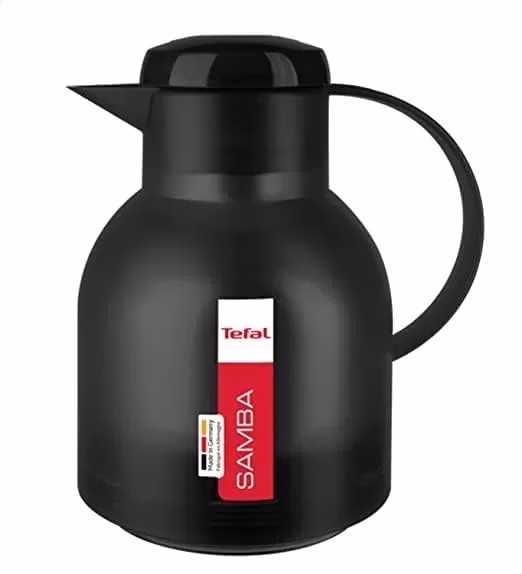 Tefal Samba Jug, Vacuum Flask, 1- Liter, Glass Liner K3033312 - Translucent Black
