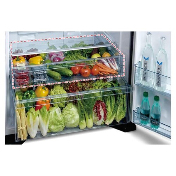 Hitachi 600 L Refrigerator | Top Freezer | RVG800PUN7GBK | Frost Free | Inverter Compressor | Glass Black - Image 4