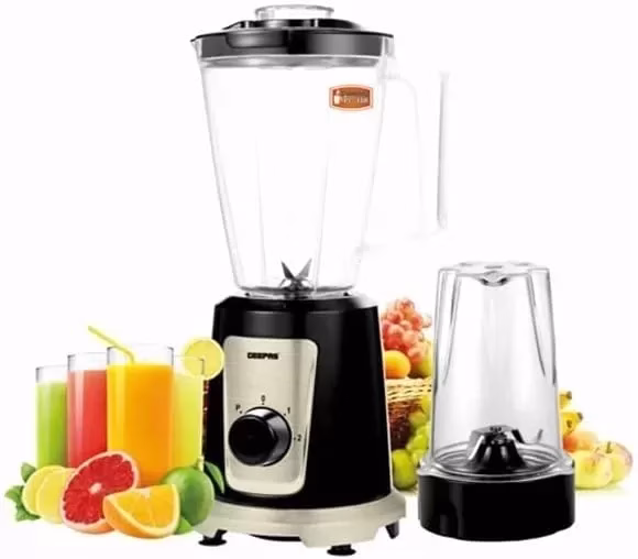 Geepas 2 In 1 Blender GSB44030, 550W, 1.5L Unbreakable Jar - Black