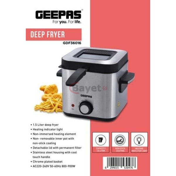Geepas 1.5L Deep Fryer w/ Viewing Window, 900W, GDP36016 - Image 2