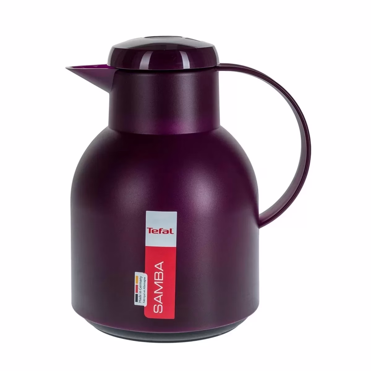 Tefal Samba Jug, Vacuum Flask, 1- Liter, Glass Liner K3035312 - Translucent Aubergine