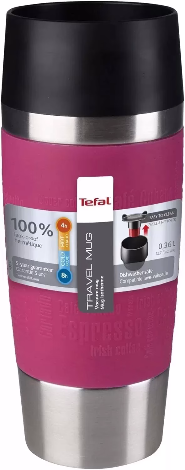 Tefal 0.36L Thermal Travel Mug K3087114 - Rasberry