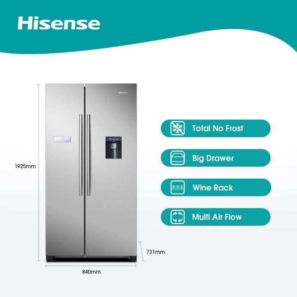 Hisense 740 L Side By Side Refrigerator | RC-74WS4SIB | Frost Free | Water Dispenser - Image 9
