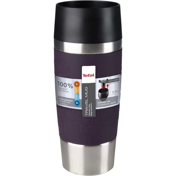 Tefal 0.36L Thermal Travel Mug K3085114 - Blackberry
