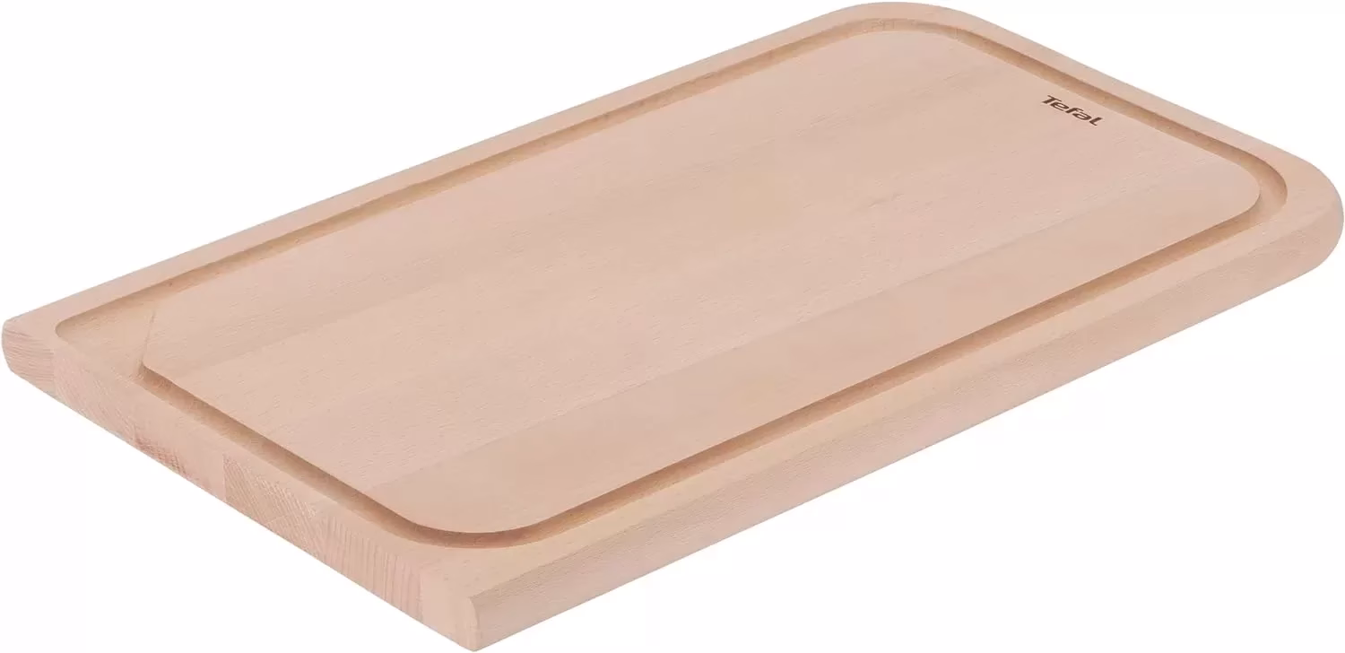 Tefal Comfort K2215504 Wooden Chopping Board, 41 x 24 x 2 cm, FSC Certified Beech Wood, Robust, Juice Groove, Medium