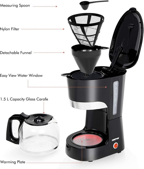 Geepas 1.5L Coffee Maker With Filter GCM6103 - Image 5