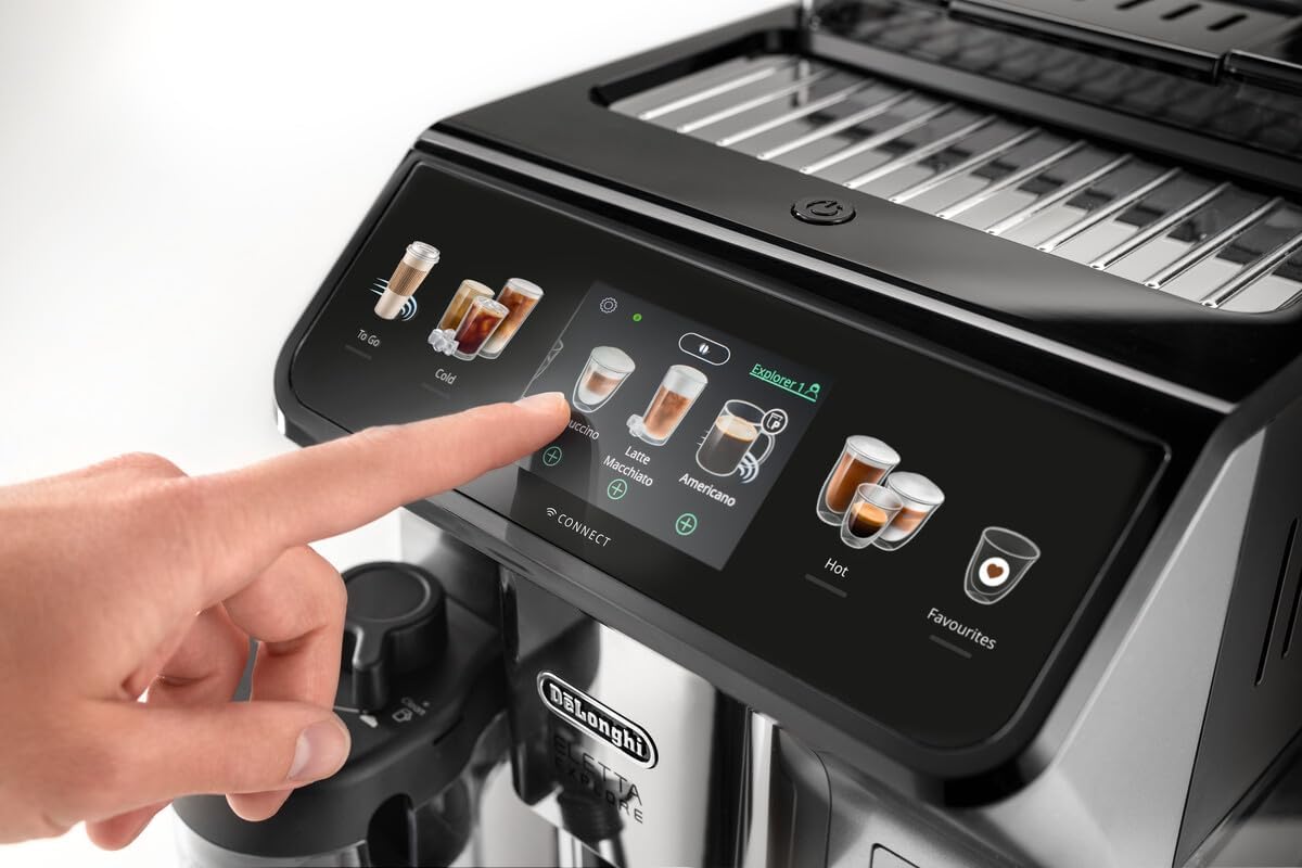 Delonghi Eletta Explore Automatic Coffee Machine, w/ LatteCrema Hot and Cool Creative Coffee, Wi-Fi ECAM450.65.S - Image 4