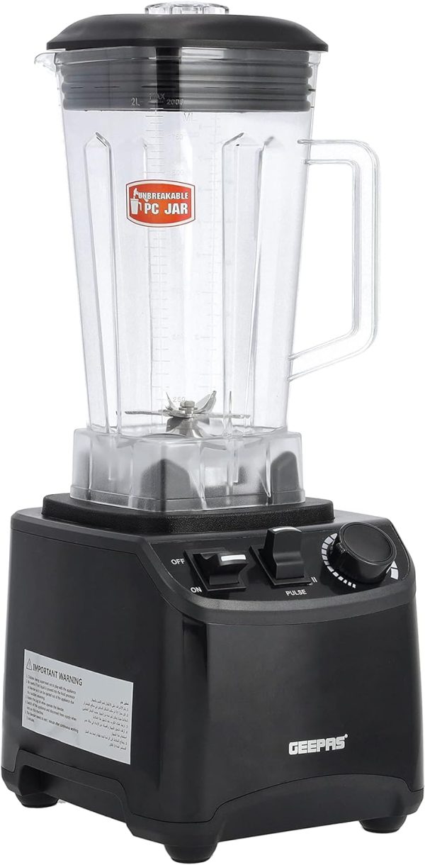 Geepas GSB44078 Professional Blender, 1800W, 2L Unbreakable Plastic Jar, Commercial Powerful Motor - Image 7