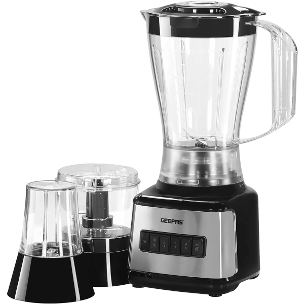 Geepas GSB44017 500W 3 in 1 Stainless Steel Blender - 8 Speed Control , 1.5L Plastic jar