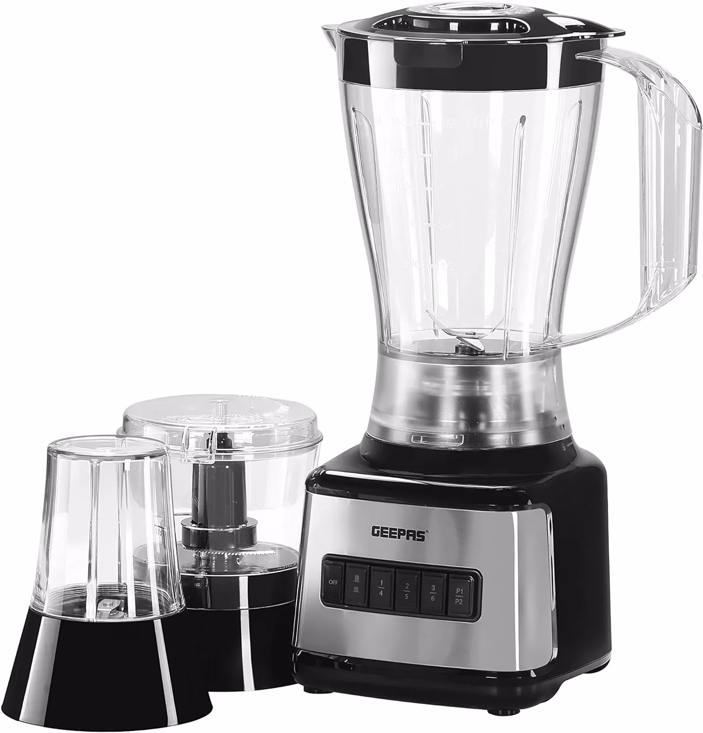 Geepas GSB44017 500W 3 in 1 Stainless Steel Blender - 8 Speed Control , 1.5L Plastic jar