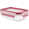 Tefal MASTERSEAL Fresh Glass - 1.3L Rectangle Glass Food Storage Container N1041010 - Red
