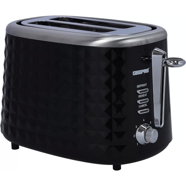 Geepas 850W 2 Slice Bread Toaster, Defrost & Reheat Function GTB26536