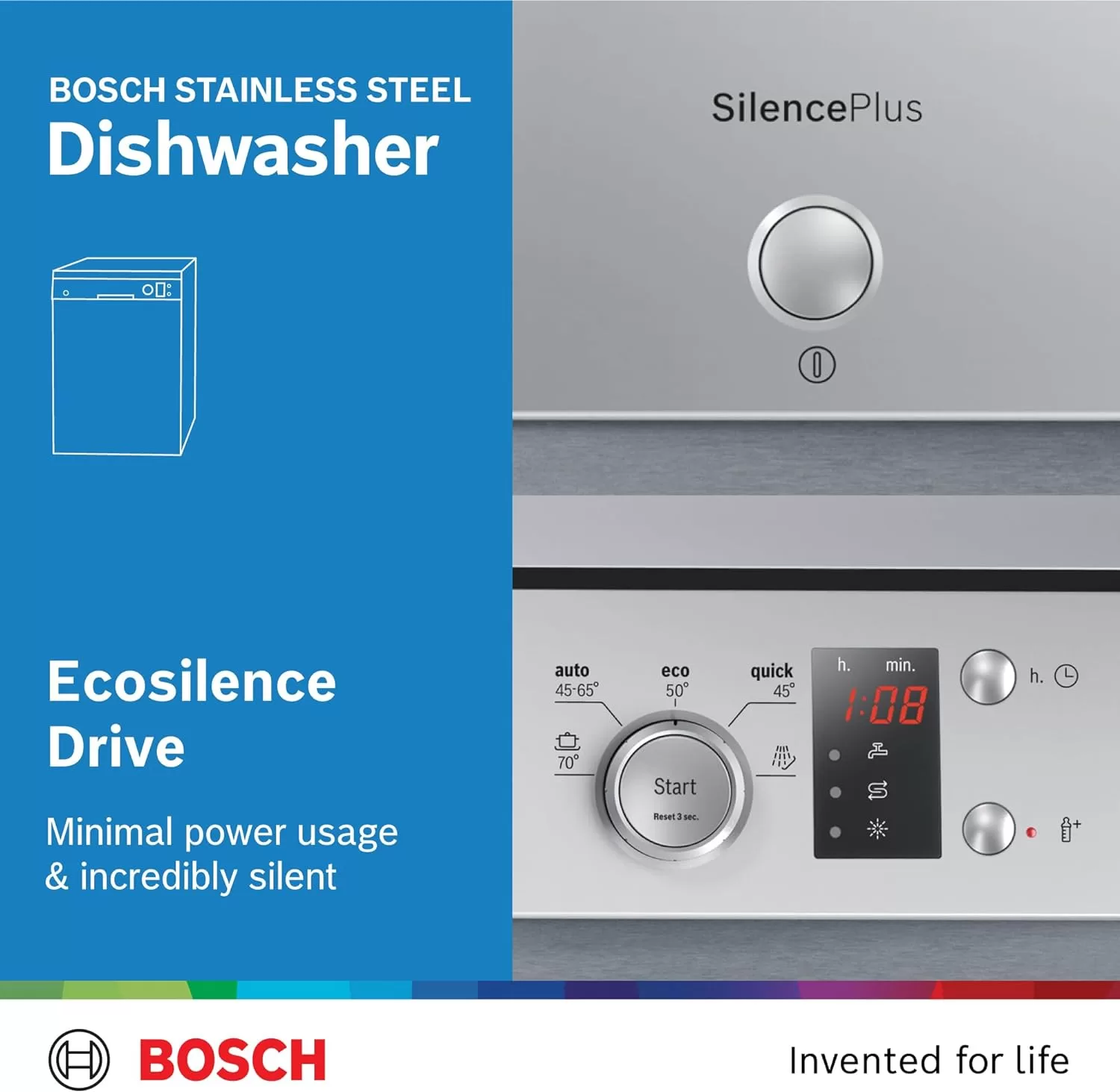 Bosch Dishwasher, 12 Place Settings, 60cm, 5 Programs, SMS50D08GC - Image 3