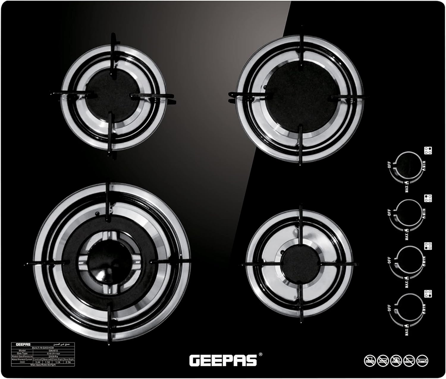 Geepas 2-In-1 Built-in Gas Hob | 4 Gas Burners | GK4410 | Auto Ignition - Image 6