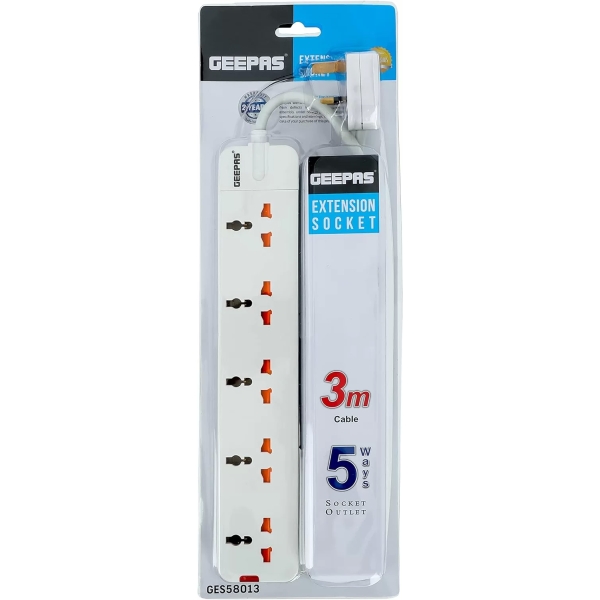 Geepas 3M 5-Way Extension Socket GES58013