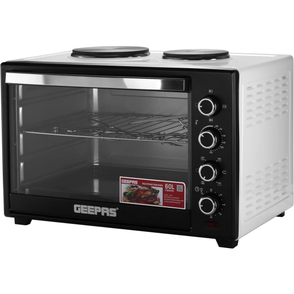 Geepas 60L Electric Oven With Hot Plates, Rotisserie, GO4452