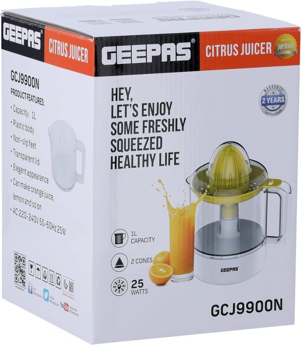 Geepas Citrus Juicer, 1L, 25W, GCJ9900 - Image 2