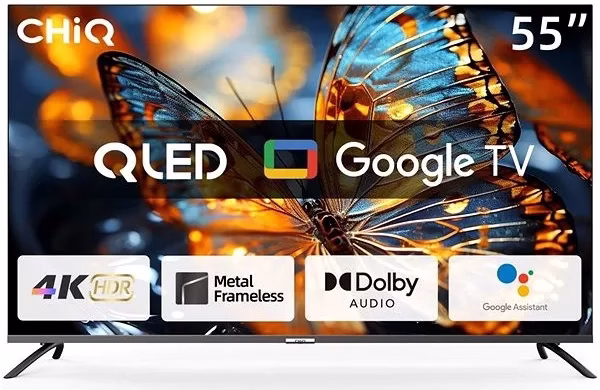 CHiQ 55 Inch QLED UHD 4K Smart Android TV | U55QM8V | Bluetooth | Google TV