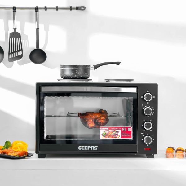 Geepas 60L Electric Oven With Hot Plates, Rotisserie, GO4452 - Image 2