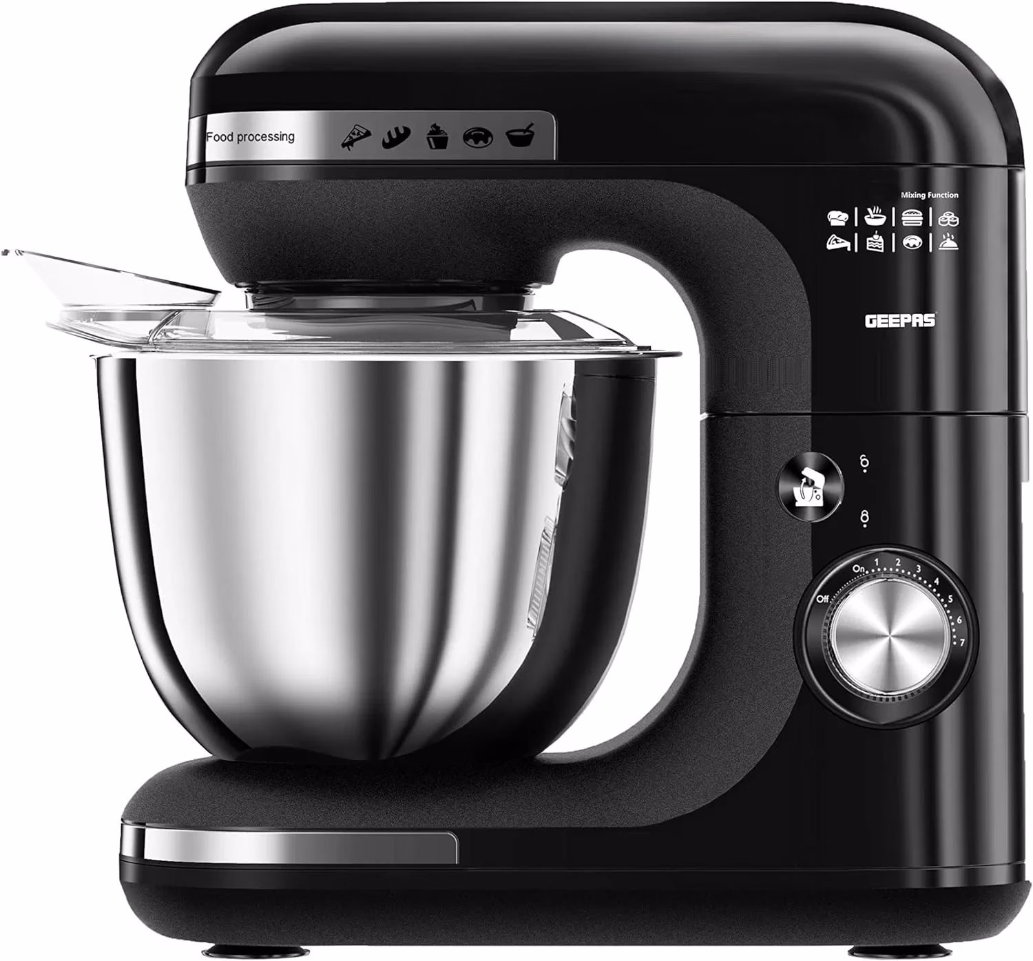 Geepas 3-In-1 Stand Mixer, 5L Bowl, 600W, 5 Speeds GSM43013