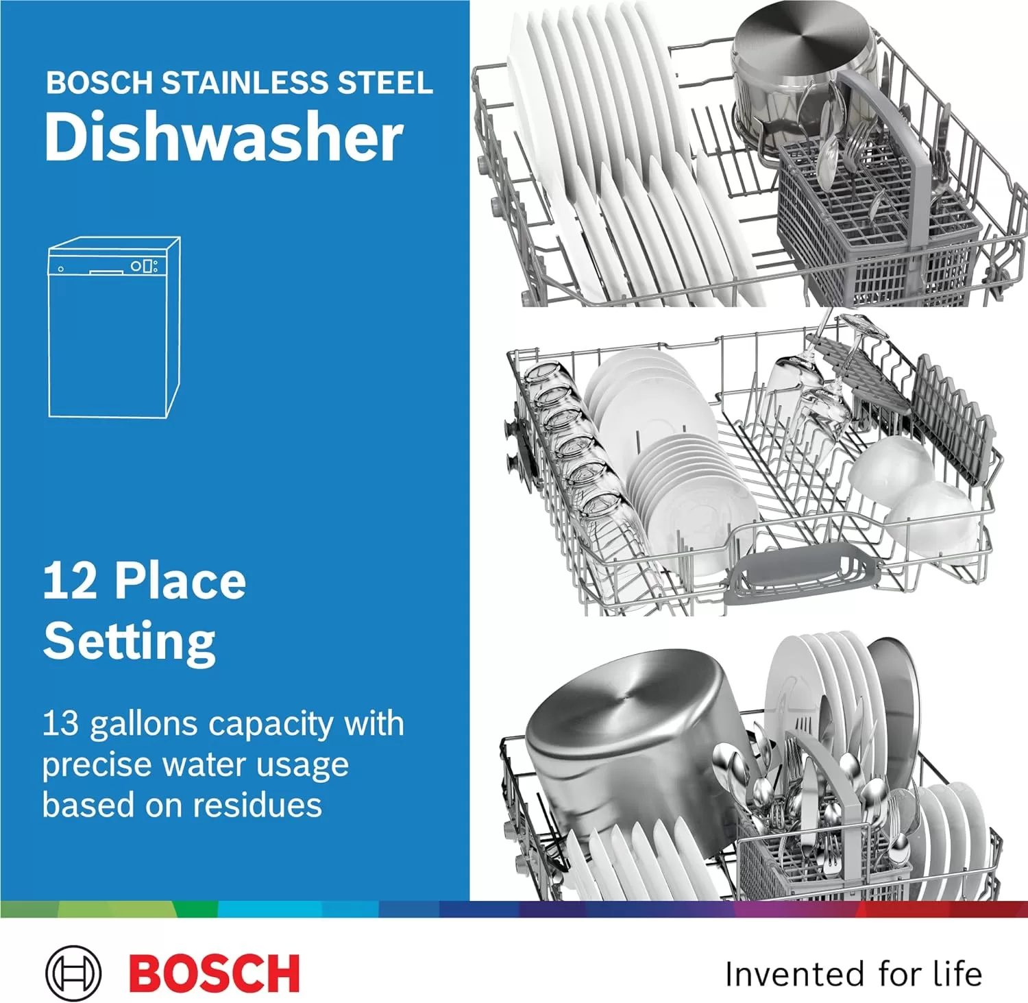 Bosch Dishwasher, 12 Place Settings, 60cm, 5 Programs, SMS50D08GC - Image 4
