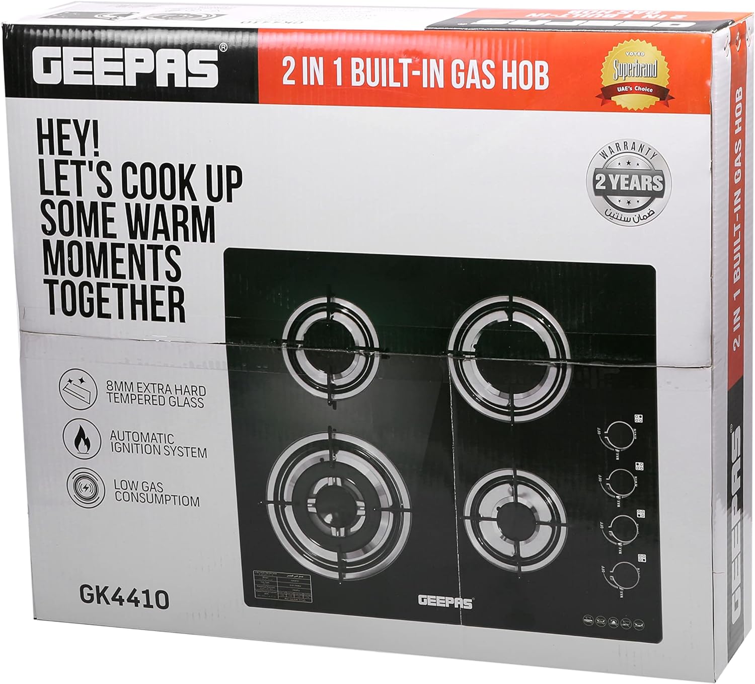 Geepas 2-In-1 Built-in Gas Hob | 4 Gas Burners | GK4410 | Auto Ignition - Image 2
