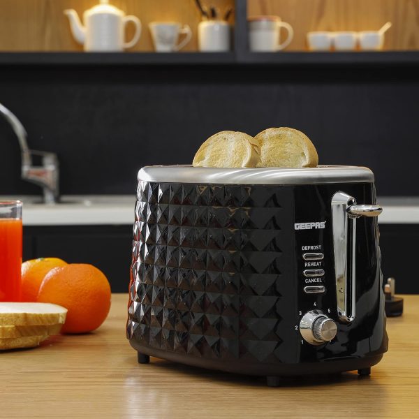 Geepas 850W 2 Slice Bread Toaster, Defrost & Reheat Function GTB26536 - Image 7