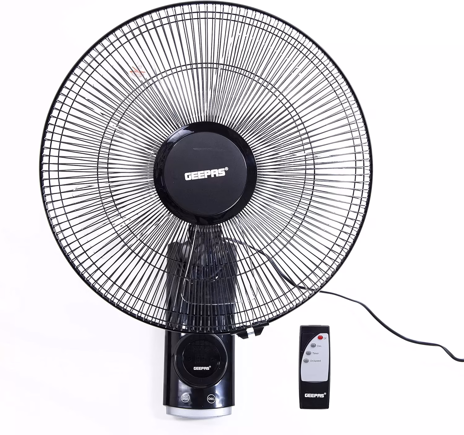 Geepas 16" Wall Fan With Remote Control | 3 Speeds | 60W | GF9479